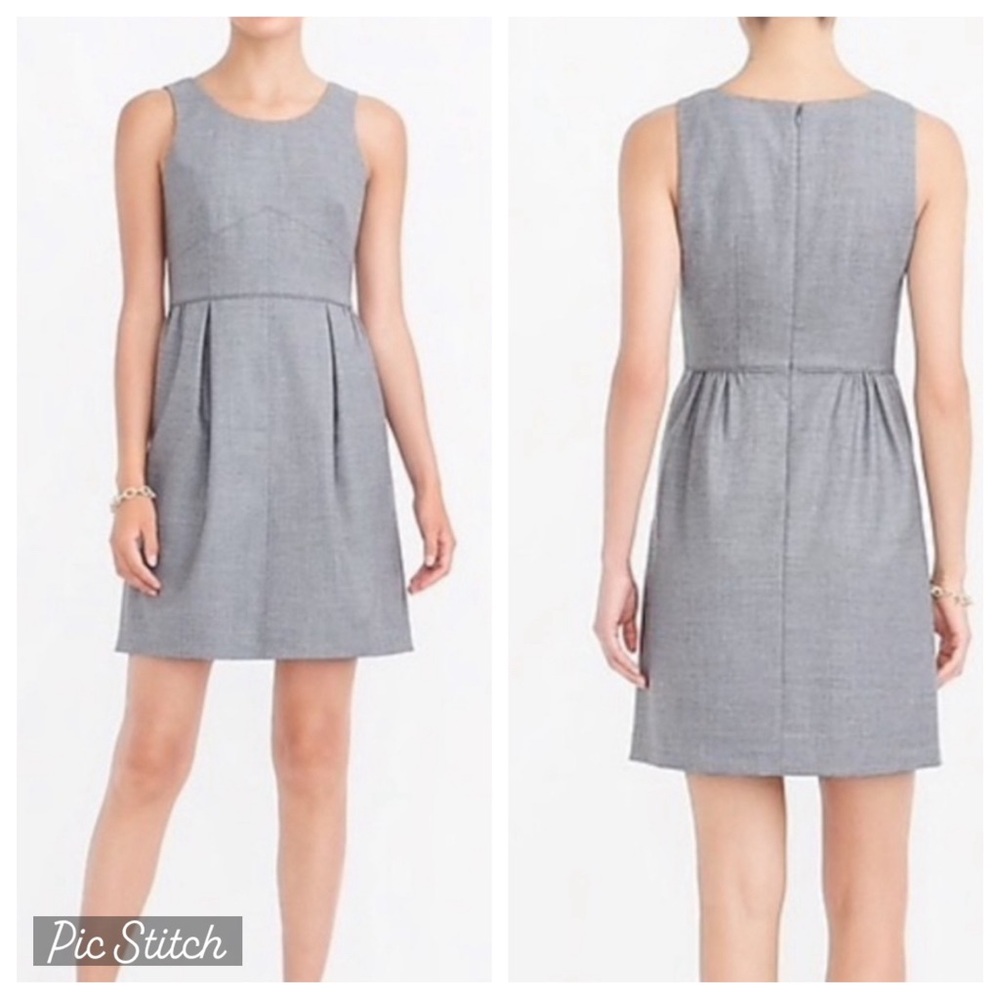 J. Crew Wool Blend Gray Pleated Fit &‎ Flare Dress Women’s Sz 6